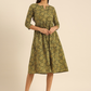 Women Olive Green & White Floral Dress