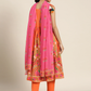 Women Orange & Red Pure Cotton Printed Kurta Set