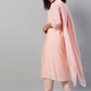 Women Peach Striped Pure Cotton Kurta Set