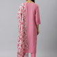 Women Pink Floral Regular Kurta Set