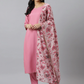 Women Pink Floral Regular Kurta Set