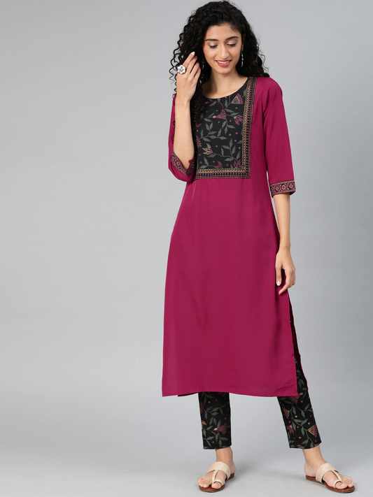 Women Pink Solid Kurta Set