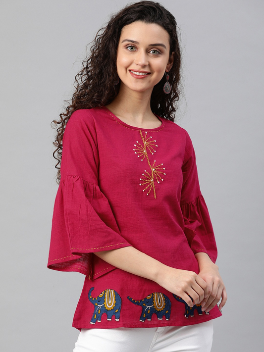 Women Pink Solid Top