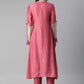Women Pink Viscose Rayon Kurta set