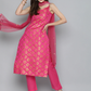 Women Pink & Gold-Toned Ethnic Kurta Set