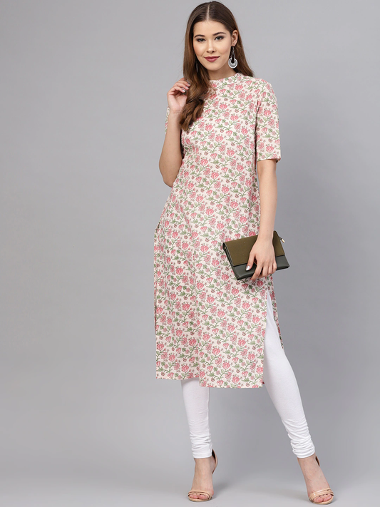 Women Floral Print Straight Kurta