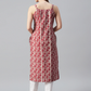 Women Pink Printed Strappy Straight Kurta