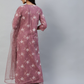 Women Pink & White Floral Printed Kurta Set