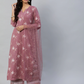 Women Pink & White Floral Printed Kurta Set