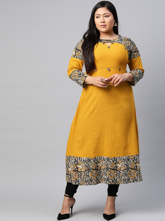 Plus Size Mustard Yellow Kurta