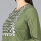 Women Polysilk Green Kurta set with Embroidered works