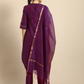 Women Purple Zari Embroidered Kurta Set