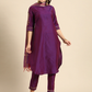 Women Purple Zari Embroidered Kurta Set