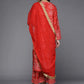 Women Red Bandhani Print Gotta Patti Kurta Set Without Dupatta