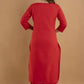 Women Red Cotton Blend Kurta set