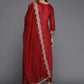 Women Red Ethnic Motifs Embroidered Sequinned Kurta Set