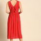 Women Red Printed Cotton Dress