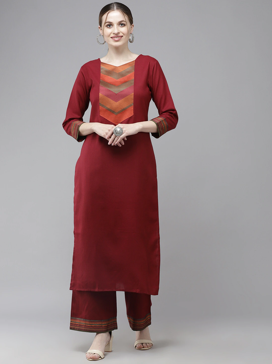 Women Red Printed Cotton Kurta Set