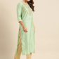 Women Sea Green Embroidered Kurta