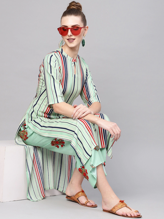 Women Striped Kurta with Palazzos