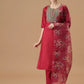 Women Red Silk Blend Kurta set