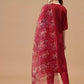 Women Red Silk Blend Kurta set