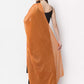 Women Sleeveless Black Rayon Kurta set with Orange Dupatta