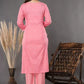 Women Soft Pink Viscose Rayon Pink Kurta set with Dupatta