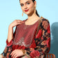 Women Solid Silk Blend Textured Kurta Set