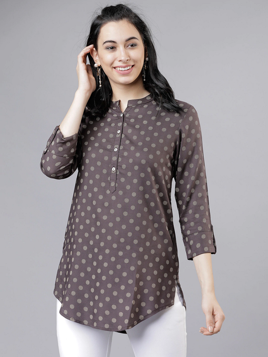 Women Taupe Printed Tunic