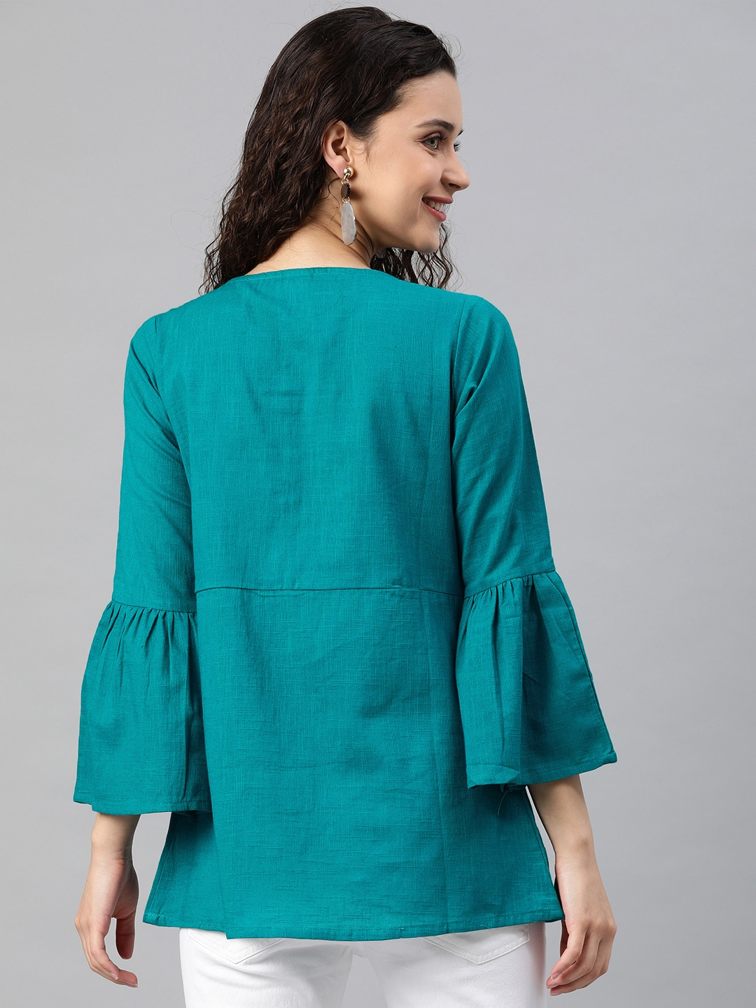 Women Teal Blue Solid Top