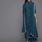 Women Teal Blue & Golden Printed Kurta Set