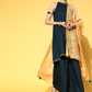 Women Teal Blue & Orange Solid Kurta Set