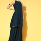 Women Teal Blue & Orange Solid Kurta Set