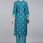 Women Teal Blue Printed Kurta Set