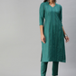Women Teal Green Pure Cotton Kurta Set