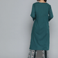 Women Teal Green & White Pure Cotton Kurta Set
