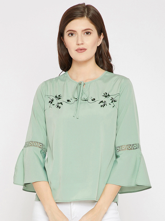 Women Teal Solid Top