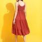 Women Tiered Red Dress