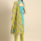 Women Turquoise Blue Regular Thread Work Pure Cotton Kurta Set