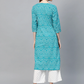 Women Turquoise Blue Print Kurta Set