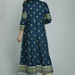 Women Viscose Rayon Green Anarkali  Kurta set