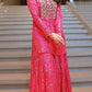 Women Viscose Rayon Pink Kurta Sharara set
