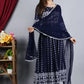 Women Viscose Rayon Embroidered Blue Kurta set with Dupatta