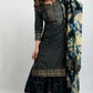 Women Viscose Rayon Teal Kurta Sharara set with Dupatta