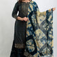 Women Viscose Rayon Teal Kurta Sharara set with Dupatta