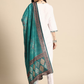 Women White & Blue Floral Embroidered Kurta Set