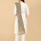 Women White Cotton Blend Kurta set with Grey Dupatta