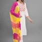 Women White Embroidered Viscose Rayon Kurta set with colorful Dupatta