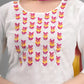 Women White Embroidered Viscose Rayon Kurta set with colorful Dupatta